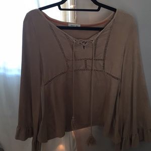 Long Sleeve Suede Top